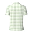 thumbnail image 3 of Vsdgher Green Checkboard Print Men's Short Sleeve Stretch Polo Shirt, Moisture-Wicking Performance Polo Shirt, 3 of 8