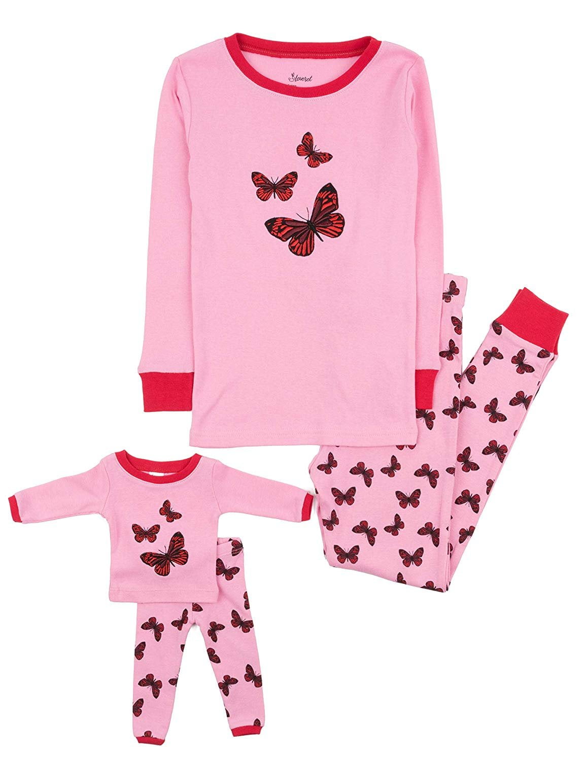Leveret Leveret Kids Pajamas Matching Doll & Girls Pajamas 100
