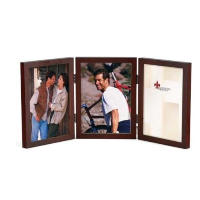 Lawrence Frames Lawrence Frames 5x7 Hinged Triple Walnut Wood Picture Frame - Gallery Collection
