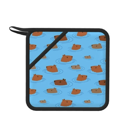 

1 PCS Pot Holders for Kitchen - Capybaras Blue Silicone Heat Resistant Pot Holders with Hanging Loop Non-Slip Oven Hot Pads Potholders for Kitchen Decor Baking Cooking
