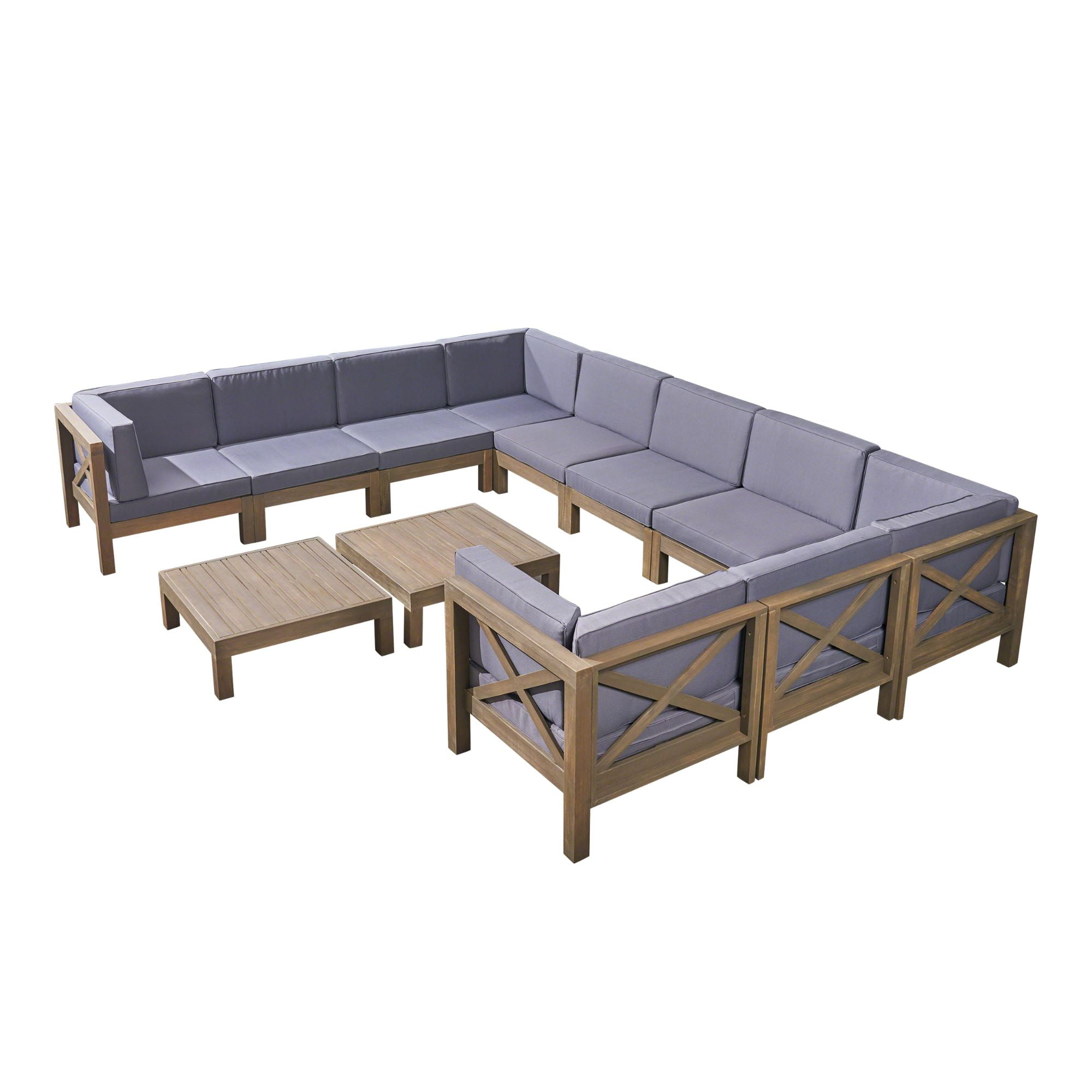 12Piece Gray Contemporary Outdoor Furniture Patio Sectional Sofa Set