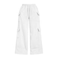 thumbnail image 4 of QQZ Wide Leg Cargo Joggers Pants For Women, Elastic Waist Drawstring Casual Track Pants, Daily Lounging Errands Travel Outfits, 4 of 6