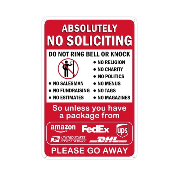 NVAAV 14 x 10 Inches Absolutely No Soliciting Sign for House - Do Not Ring Bell or Knock, Large Work from Home on No Soliciting Metal Go Away Yard Signs for Front Door Home, Sun-Proof, Rust-Free