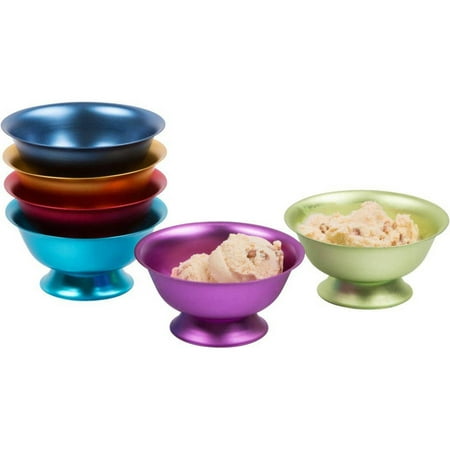 Insulated 5 Ounce Bowl - 5 oz. Retro Aluminum Bowls Set of 6 by Trademark Innovations (Assorted Colors)