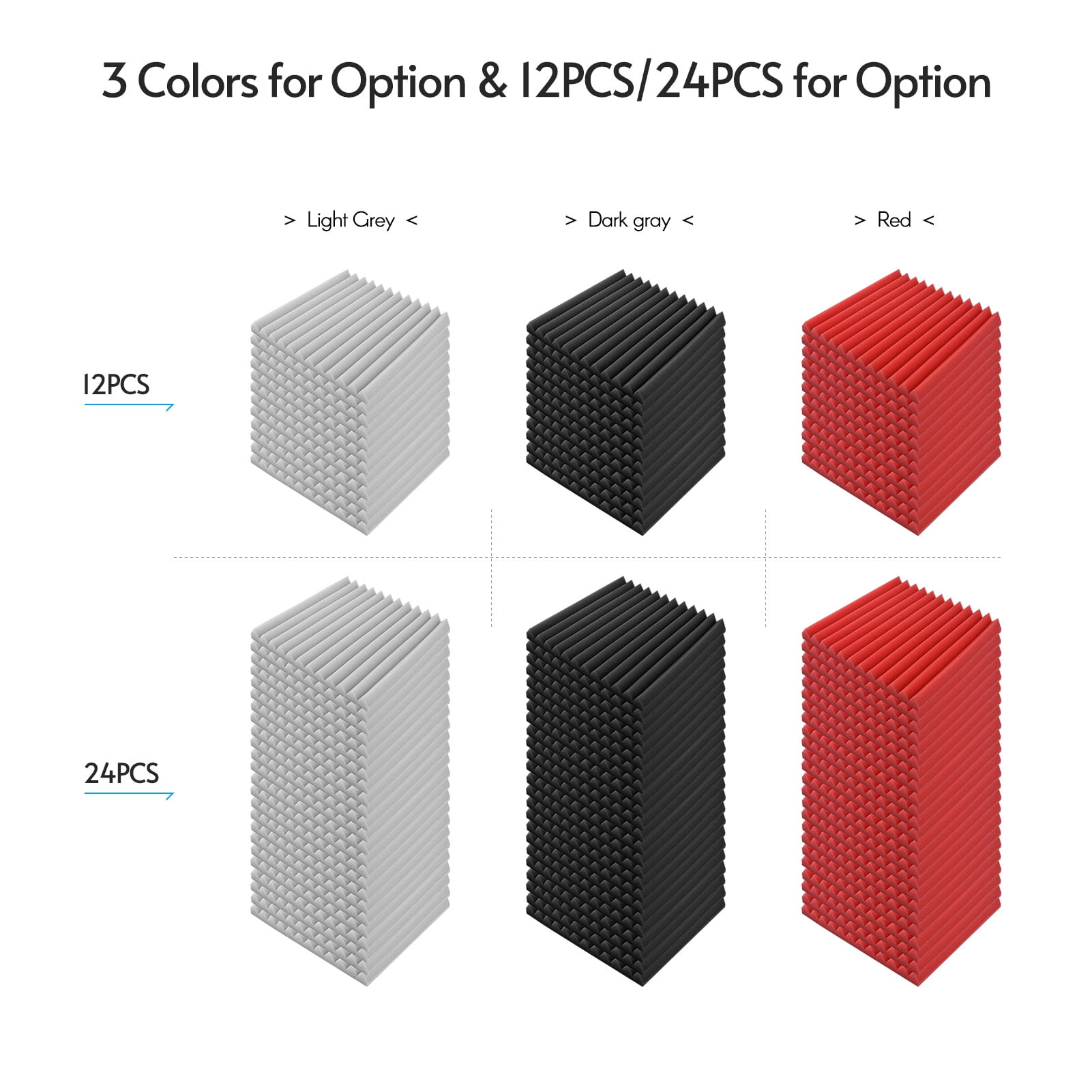 Acoustic Foam,1in Sound Sound Panels * 12 * Panels Soundproof 30 Sound Panels Soundproof Studio Dsfen Ziem Qisuo Laoshe Light Grey 24pcs
