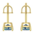 thumbnail image 4 of 14K Solid Gold Screw Back Stud Earrings for Women | 1.5 cttw Princess Cut Blue Moissanite | Yellow Gold, 4 of 5