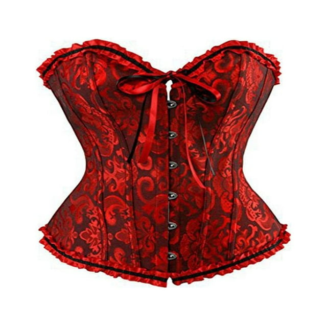 Femmes Vintage Corset Overbust Classique Bustier en Acier Os Lace Up Top