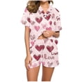 thumbnail image 7 of Goodtrade8 Womens Short Sleeved Tops Shorts Pajama Sets Soft Valentines Day Sleepwear Loungewear Pjs Sets Gifts for Girlfriend 2 Pieces Love Home Pajamas for Women Summer, 7 of 7