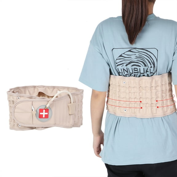 Adjustable Back Brace With Air Pump, Relieves Muscle Fatigue  Supports Lower Back, Beige