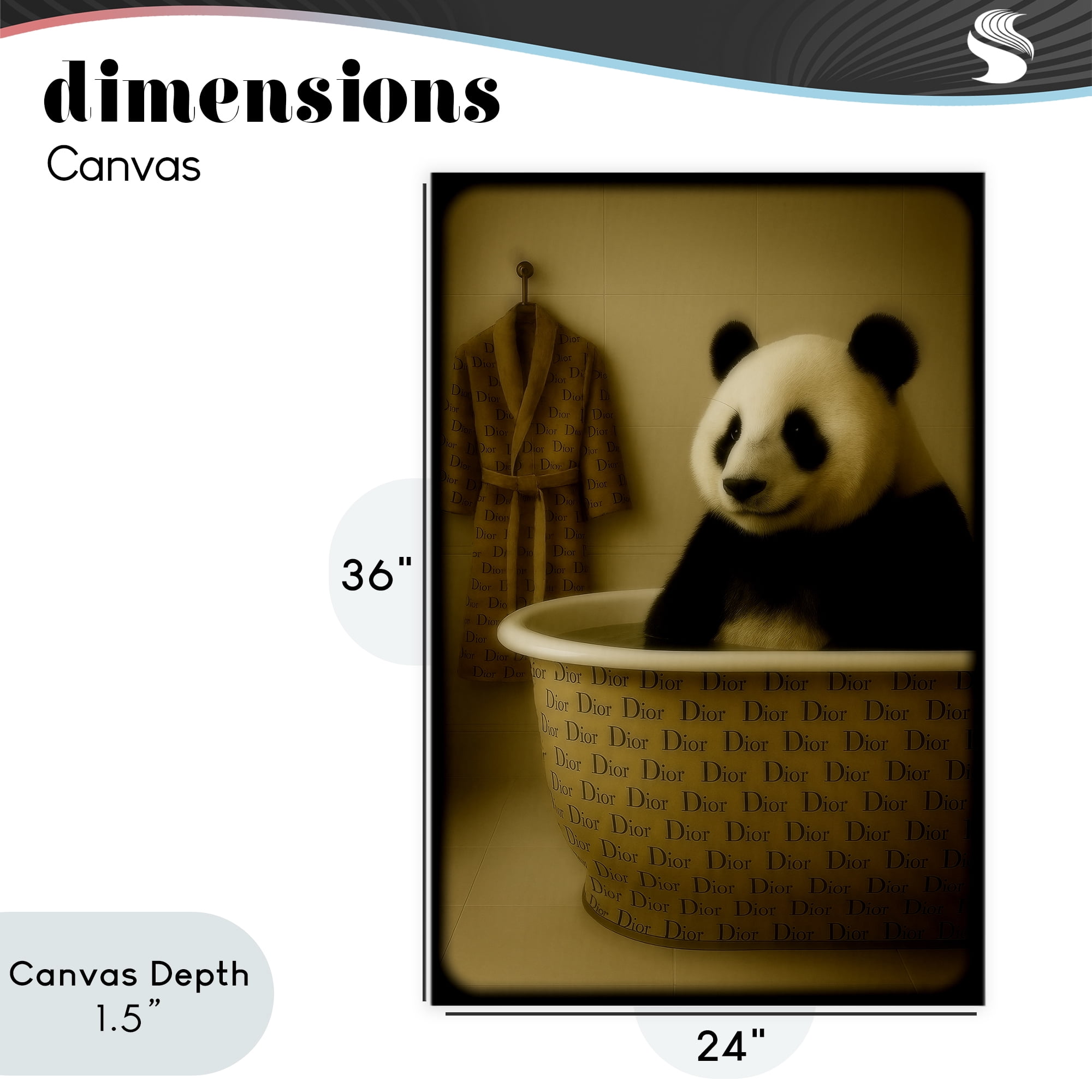 Stupell Industries Couture Panda in Luxury Tub Canvas Wall Art, design by Grotto Studios