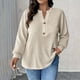 thumbnail image 2 of Mujeres Manga Larga Tops Casual Botón de Color Sólido Cuello en V Suéter Blusa de Moda para Primavera Verano, 2 of 7