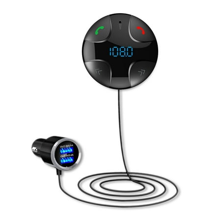 Bluetooth FM Transmitter, TSV Wireless In-Car FM Adapter Car Kit with Handsfree Call | AUX Input | HD 4-Modes Music Play | Safe USB Car Charge for iPhone, Samsung and other Smartphone,Tablet Silver