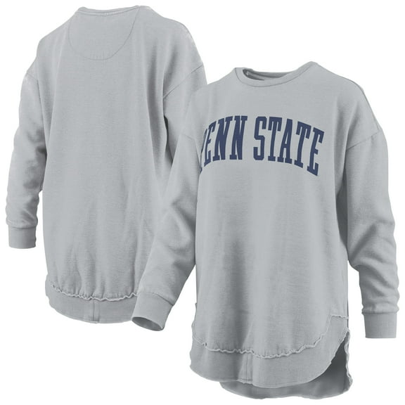 Women's Pressbox Gray Penn State Nittany Lions Melange Poncho Vintage Fleece Long Sleeve Pullover Sweatshirt
