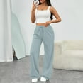 thumbnail image 6 of WULMLEO Fleece Wide Leg Sweatpants Women Trendy Straight Leg Baggy Sweat Pants Lounge High Waisted Drawstring Sweatpants Sky Blue XS, 6 of 6