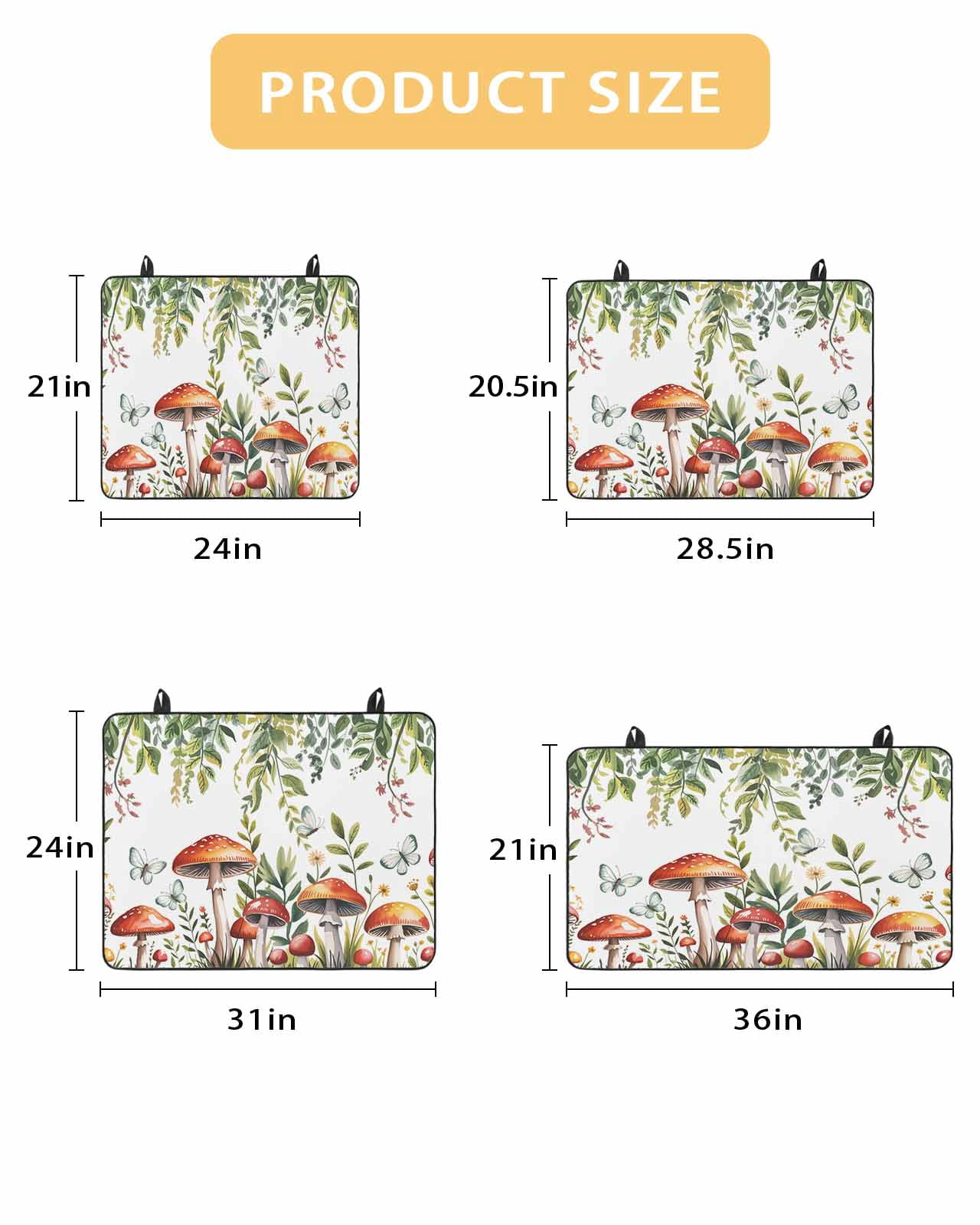 Large Induction Cooktop Protector Mat Mushrooms Stove Top Covers for Electric Stove, Spring Flowers Leaves Butterflies Botanical Decorative Stove Burner Cover Mats, Glass Top Stove Cover
