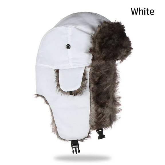 Warm Fur Trapper Ski Hat Russian Ushanka Winter Hats Winter Cap WHITE