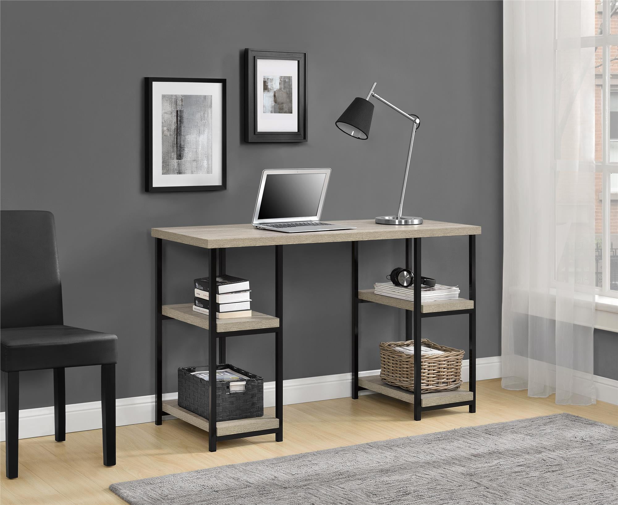 Ameriwood Home Alsberry Double Pedestal Computer Desk, Distressed Gray