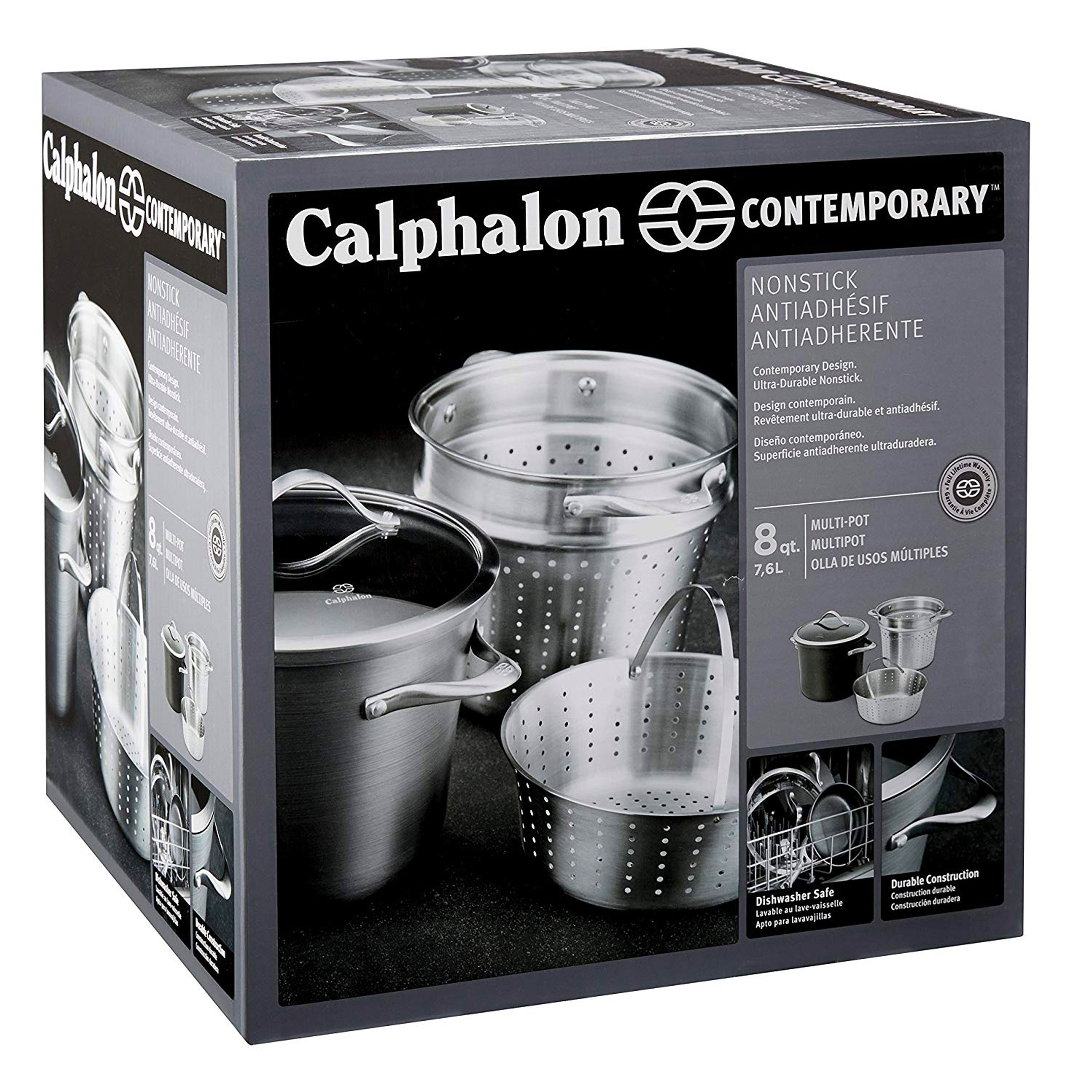 Calphalon USA Anodized 8 Qt Stock Pot Lid with Stainless Pasta Steamer  Insert