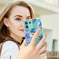 thumbnail image 4 of Allytech for Moto Edge 20 Lite/ Moto Edge 20 Fusion Case with Ring Holder Stand, Slim Shell Floral Series Bumper Anti-Scratch Shockproof Lightweight Phone Case Cover for Girls Women, Blue Flower, 4 of 4