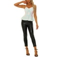 thumbnail image 2 of INSPIRE CHIC Women's Top Sequin Cami Spaghetti Strap V Neck Sparkle Ruffles Peplum Tops L Holographic White, 2 of 6