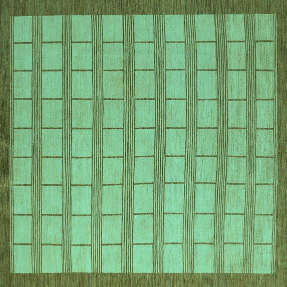 Ahgly Company Indoor Square Checkered Turquoise Blue Modern Area Rugs, 5' Square