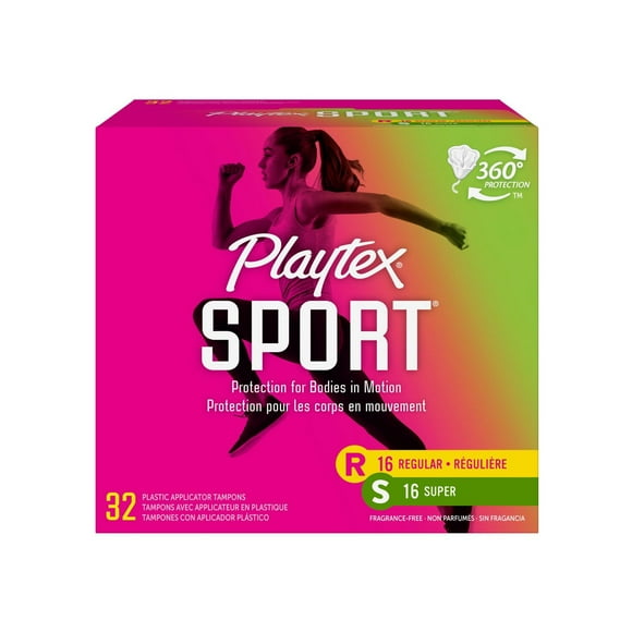 Multi-emballage de tampons non parfumés pour athlètes Sport de Playtex à absorptivité régulière et super tampons