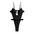 thumbnail image 6 of Jacenvly One Piece Swimsuits for Women Plus Size Clearance Casual Sleeveless Solid V-Neck Surfing Swimwear Comfortable Women'S Color Swimwear Slim Swimsuit Bikini Straped Swimsuits Black, 6 of 11