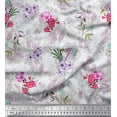 thumbnail image 1 of Soimoi Pink Silk Fabric Leaves & Floral Printed Craft Fabric by The Yard 42 Inch Wide, 1 of 1