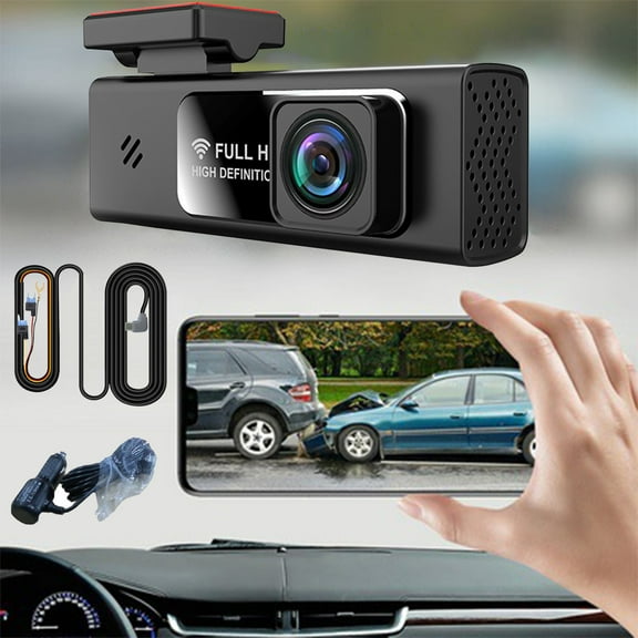 Nsxcdh Smart Dash Cam 1080p Full HD G Sensor Night Vision 3.6x1.3x0.9in Voice Control Loop Recording Wifi App Car Camera Front Inside Vehicle Electronics Gift Card
