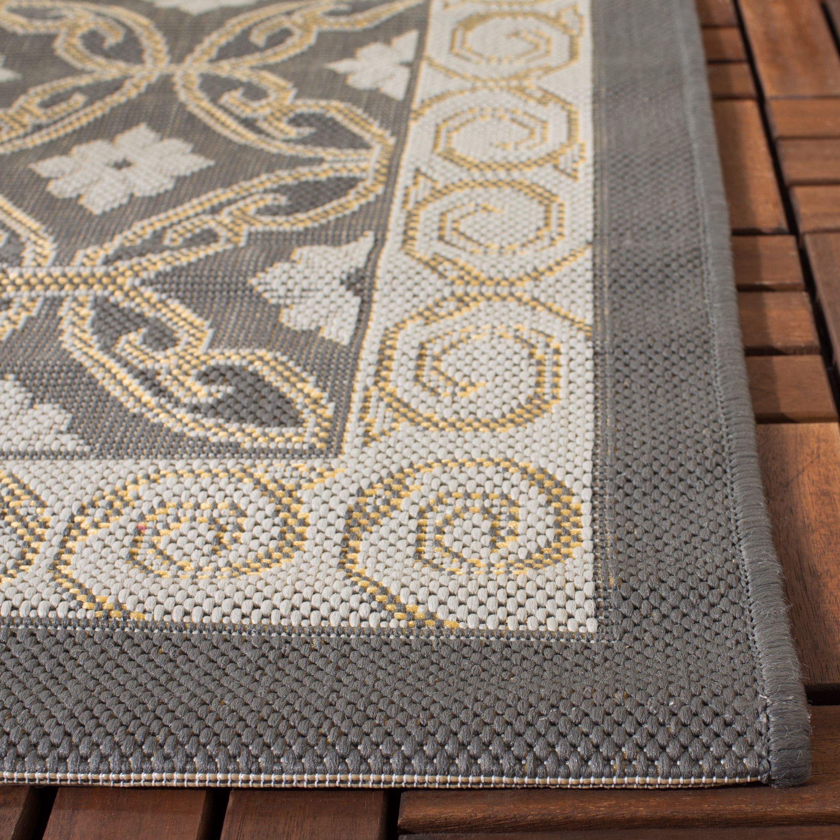 Safavieh Courtyard Rowan Geometric Indoor/Outdoor Area Rug, Anthracite/Light Gray, 6'7" x 9'6"