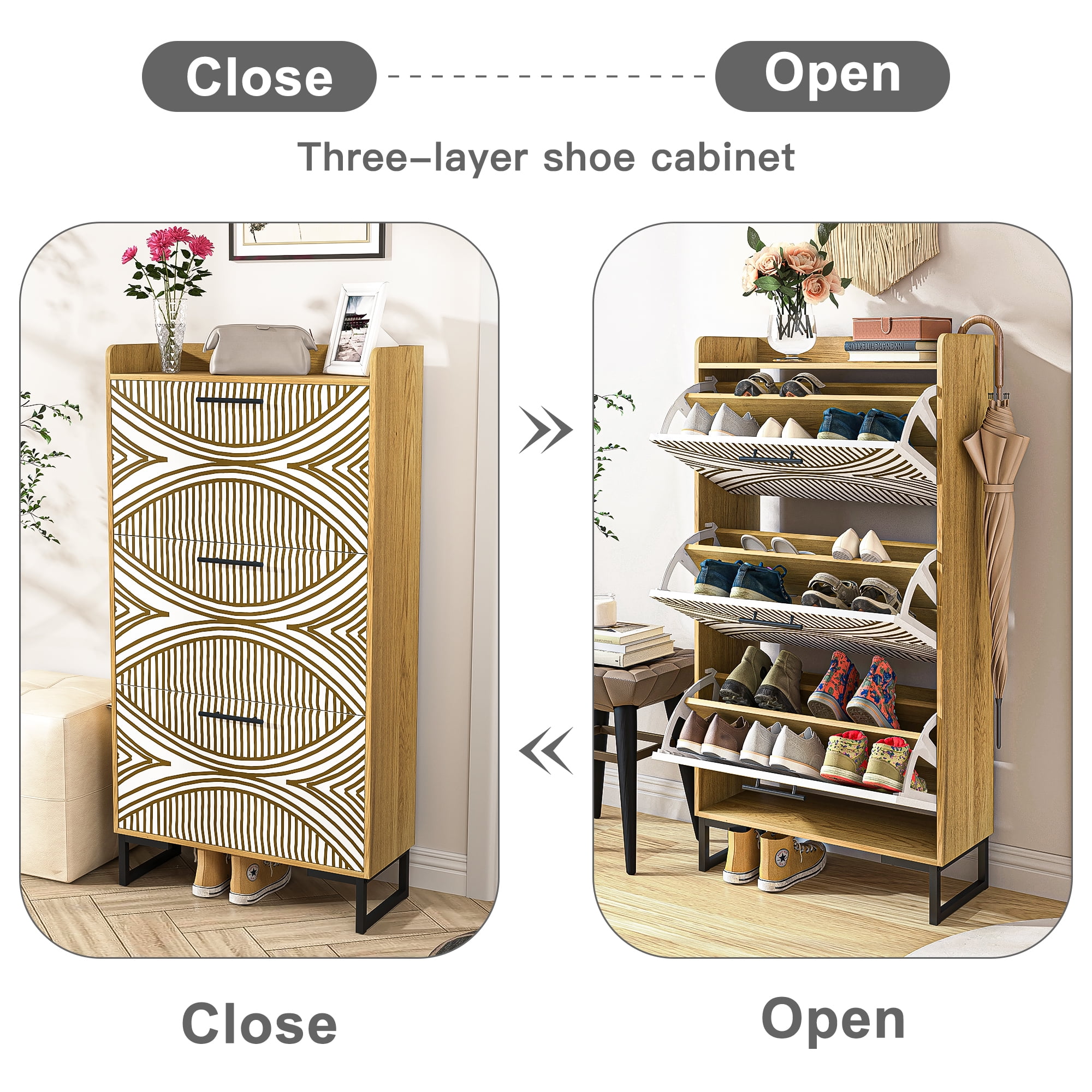 YYAo Entryway Shoe Cabinet, Shoes Storage Organizer Narrow Shoe Storage Rack with Flip Doors, Tipping Bucket Shoe Cabinet for Closet, Living Room, Brown YYAo Entryway Shoe Cabinet, Shoes Storage Organizer Narrow Shoe Storage Rack with Flip Doors, Tipping Bucket Shoe Cabinet for Closet, Living Room, Brown