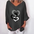 thumbnail image 2 of IROINNID On Sale Plus Size Shirts for Women Cotton Shirts for Women Comfortable Printed V- Neck Three Quarter Sleeve T-shirt Blouse Loose Tops,Black, 2 of 5