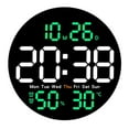 thumbnail image 2 of Usloyux Under $5 Round Digital Wall Clock, Multifunction Remote Control Electronic Clock, Color Screen Temperature Humidity Display, Silent LED Timepiece for Living Room, 2 of 9