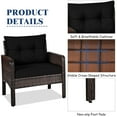 thumbnail image 6 of Costway 3PCS Outdoor Rattan Conversation Set Patio Garden Cushioned Sofa Chair Black, 6 of 9