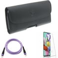 thumbnail image 1 of Case Belt Clip w Screen Protector w Purple 6ft PD Cable for Samsung Galaxy S20 - Leather Holster, Tempered Glass [Fingerprint Unlock], Type-C to USB-C Long Charger N5X fits Samsung Galaxy S20 Model, 1 of 19