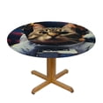 thumbnail image 3 of Orinice Cute Cat Round Table Cover Stain Resistant Washable Indoor Outdoor Tablecloth Kitchen Dining Wedding Parties Elastic Edge 100% Polyester Fiber 42-46, 3 of 8