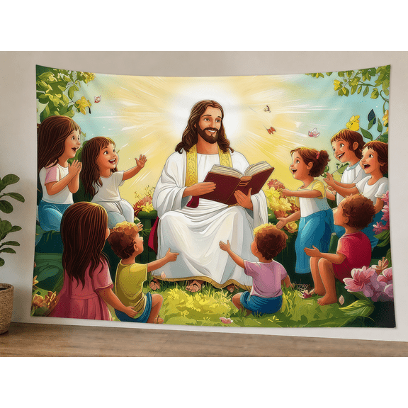 Jesus with Children Garden Backdrop