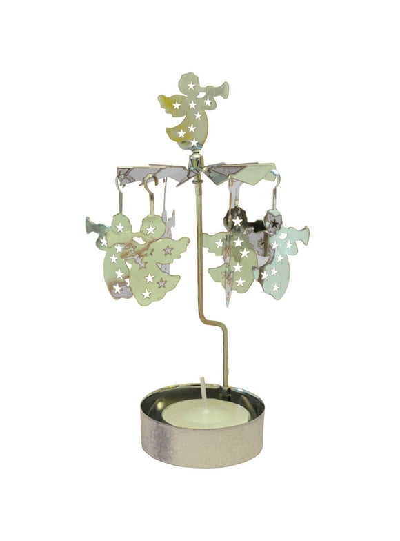 6" Metallic Olive Green and Gray Home Collectible Knox Angel Twirly with Tea Candles