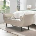 thumbnail image 4 of Pemberly Row Tufted Flared Arm Entryway Bench Cream Polyester, 4 of 11