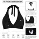 thumbnail image 5 of ZHAOCHENG Parte superior de bikini para mujer: diseño ajustado al busto, cuello halter, relleno extraíble, sin aros, 5 of 5