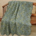 thumbnail image 1 of Cozy Line Home Fashions Couverture Matelassée Réversible en Coton 100% Vert Paisley 60 Pouces" X 50 Pouces Pouces Lavable en Machine et Séchable (Vert Paisley), 1 of 4
