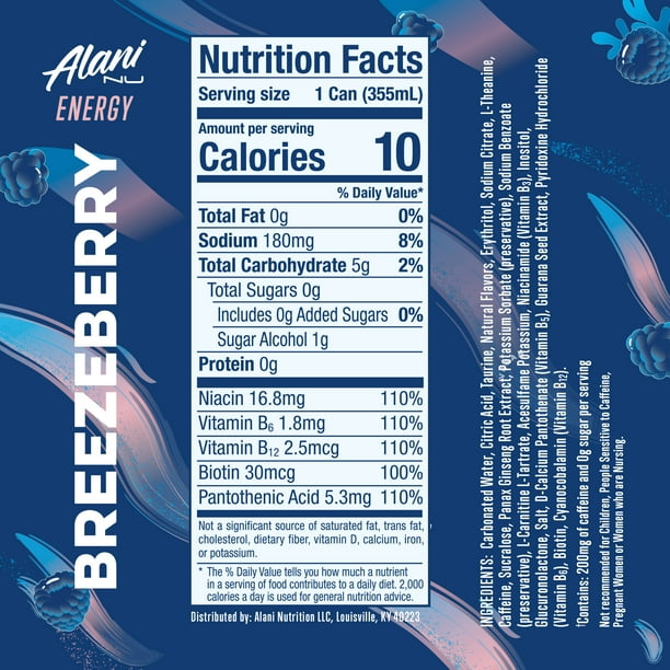 Alani Nu Sugar Free Energy Drink, Breezeberry, 12oz, 200mg