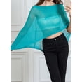 thumbnail image 4 of Women Sheer Poncho Top Lightweight Knit Crochet Shrug Bolero Mesh Batwing Sleeve Sweater Cover Up Beachwear, 4 of 6