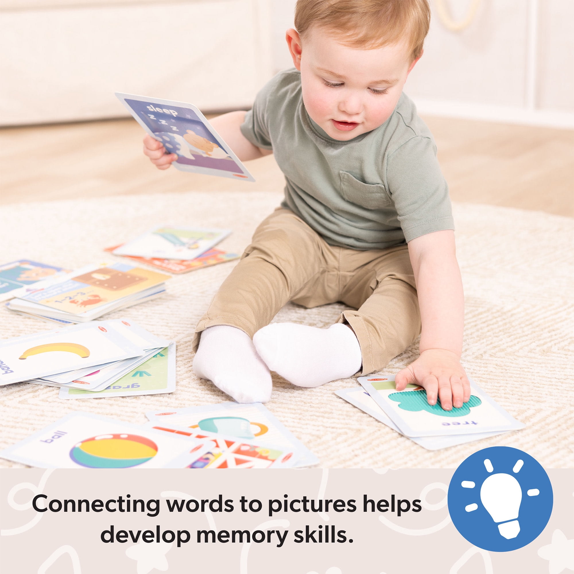 Melissa & Doug® Ms. Rachel™ First Words Textured Sensory Flashcards Preschool Learning Toy for Boys, Girls - FSC Certified