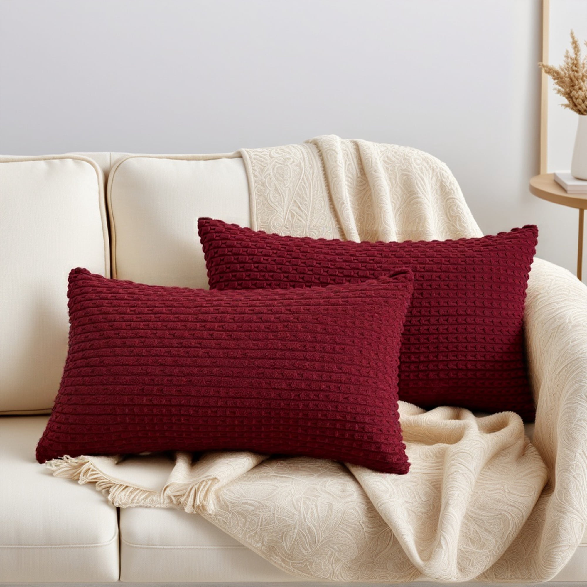 Unique Bargains 2Pcs Decorative Throw Pillow Covers for Sofa Orange 12" x 20"