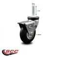 thumbnail image 2 of 3 Inch Chrome Hooded Neoprene Rubber 8mm Threaded Stem Caster with Brake SCC, 2 of 2