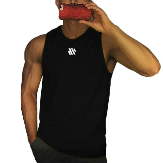 Gupgi Male Street Style Tank Quick-Dry Running Vest Fitness Training Undershirt