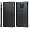 thumbnail image 2 of Dteck Wallet Case for Motorola Moto G Play 2021, Magnetic Flip Kickstand Credit Card ID Cash Slots Embossed PU Leather Protective Phone Cover with Wrist Strap For Motorola Moto G Play 2021,Black, 2 of 11