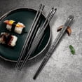 thumbnail image 3 of 5 Pairs Alloy Laser Engraving Chopsticks Non-slip Reusable Sushi Sticks, 3 of 5