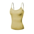 thumbnail image 3 of Basic Women Short Cami Built-In Shelf Bra - 3 Pk - White, Khaki, Oat, Medium, 3 of 5